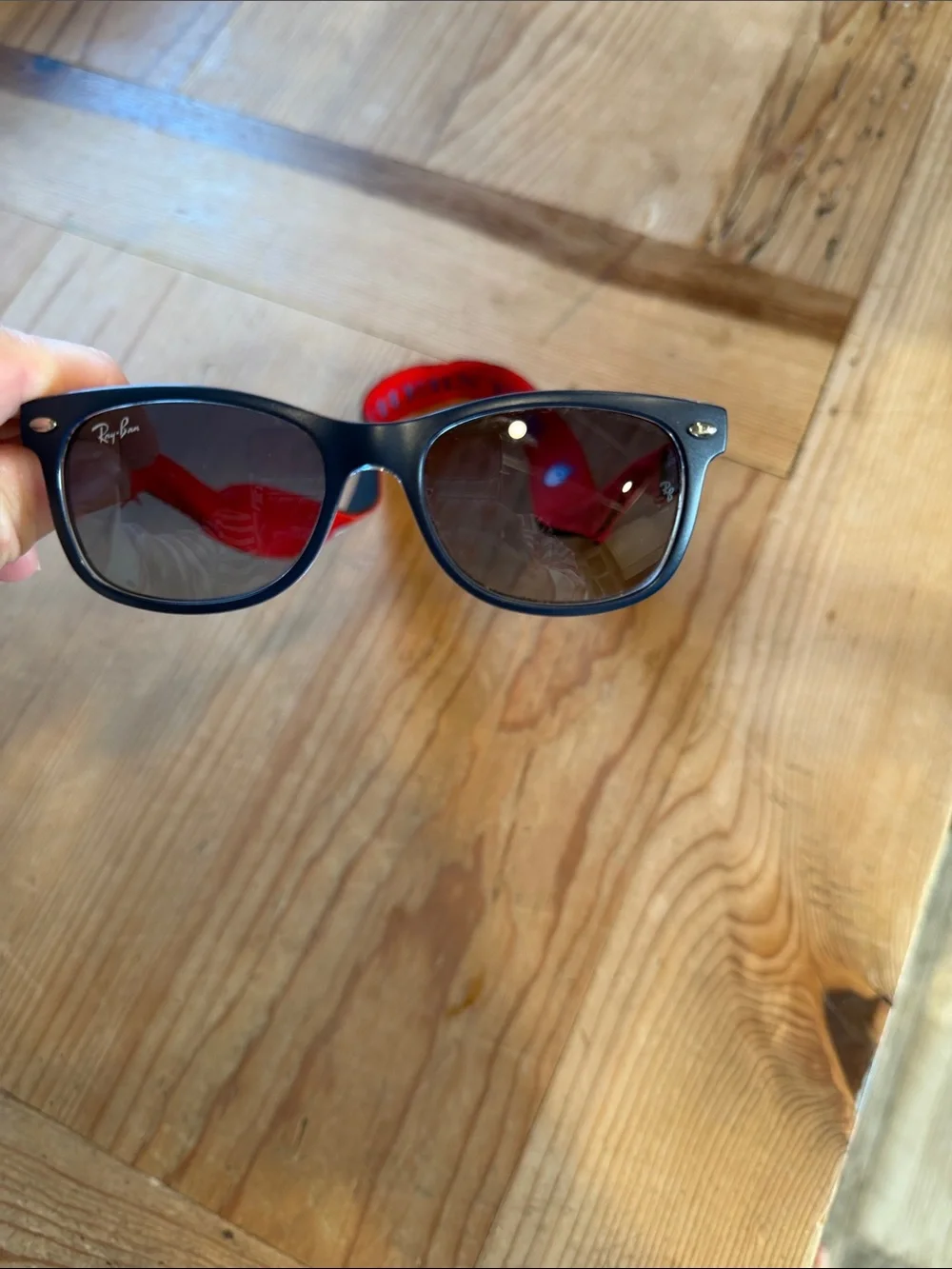 Ray-Ban Kids Black Sunglasses with Red Strap